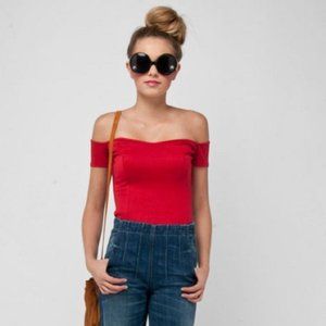 Little red hood off the shoulder top